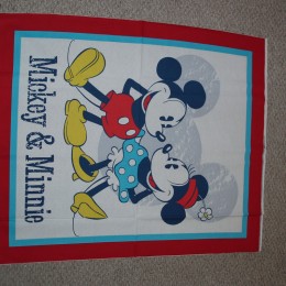Cotton Quilt Top panel Mickey Mouse & Minnie Mouse