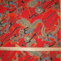 Alexander Henry Golden Tatsu Dragon on red