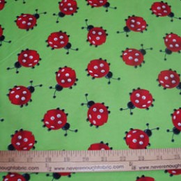 Poly/Cotton LADYBUGS on GREEN