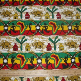 Cotton Fabric African Village Stripe