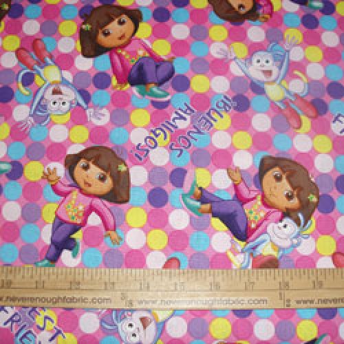 Dora the Explorer and Boots on pink with circles