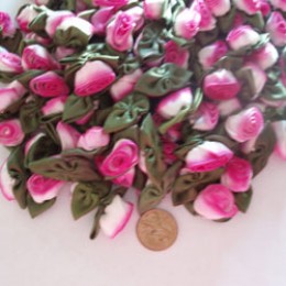 Silk Ribbon Roses variegated white to hot pink fuschia 100 count #19